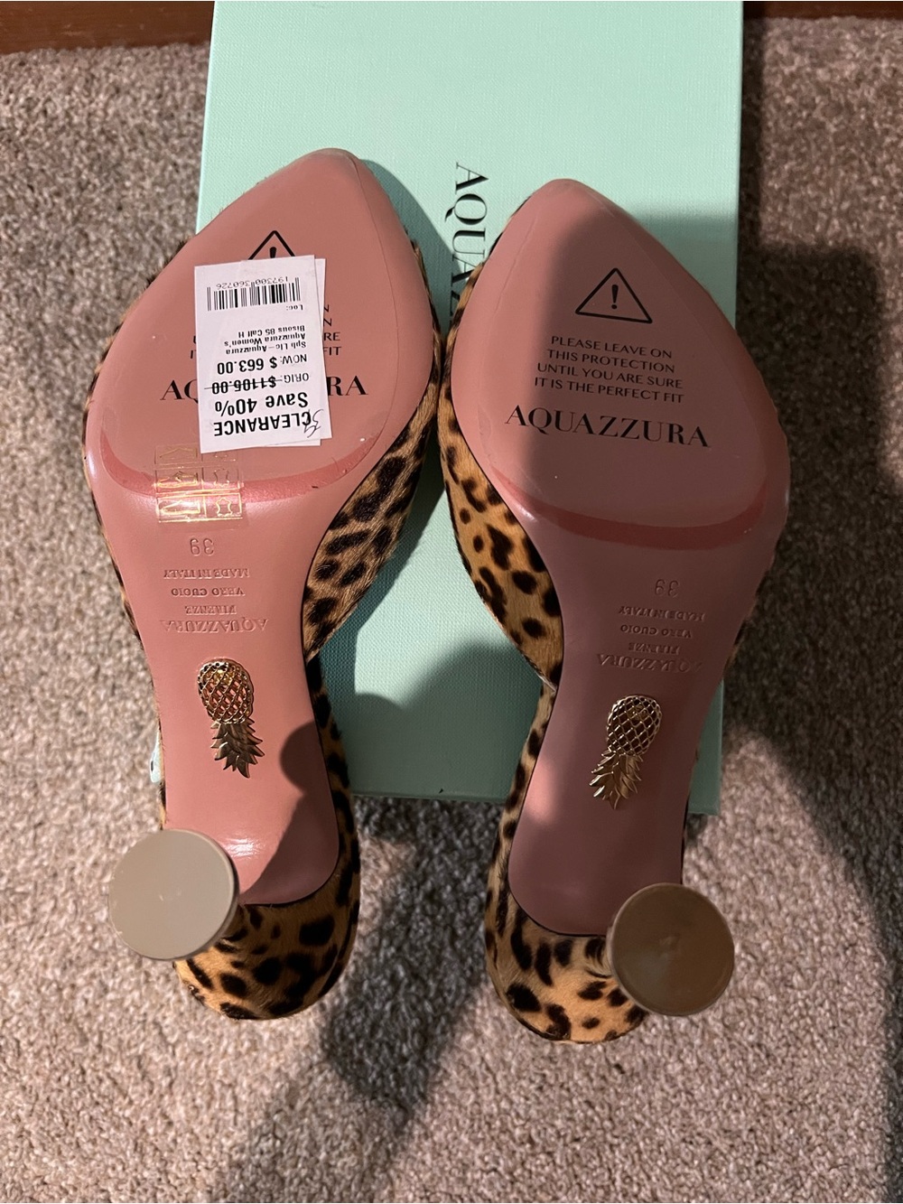 Aquazzura Bisou 85 Animal Print Open-Toe Mules - Picture 10 of 13